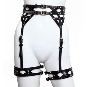 Black HOS Leather Harness XS
